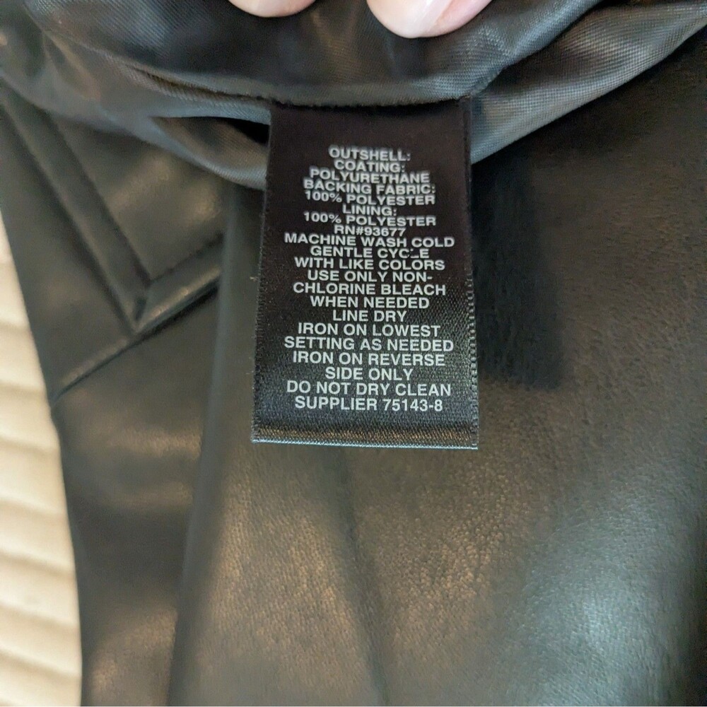 Liz Claiborne Career Faux Leather Skirt Womens 10 Black A-Line Gold Buttons - Picture 8 of 9